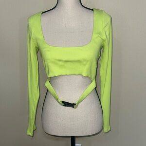 Tobi neon yellow crop top size large NWT